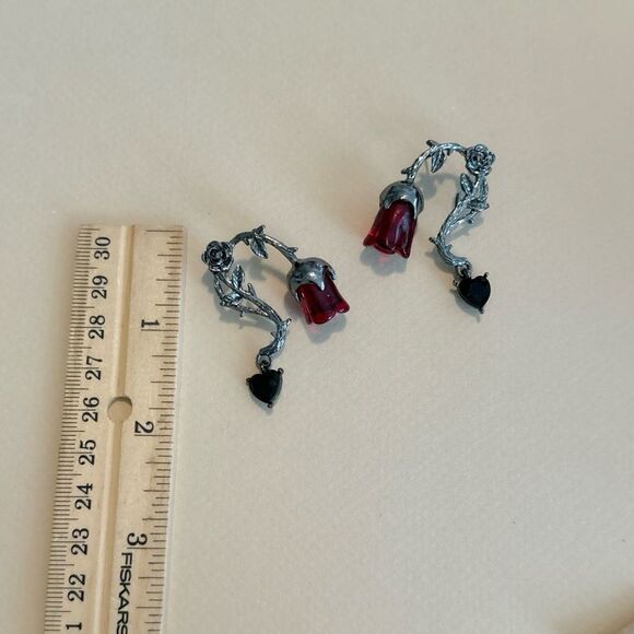 Rose drop earrings M859 - Picture 3 of 3